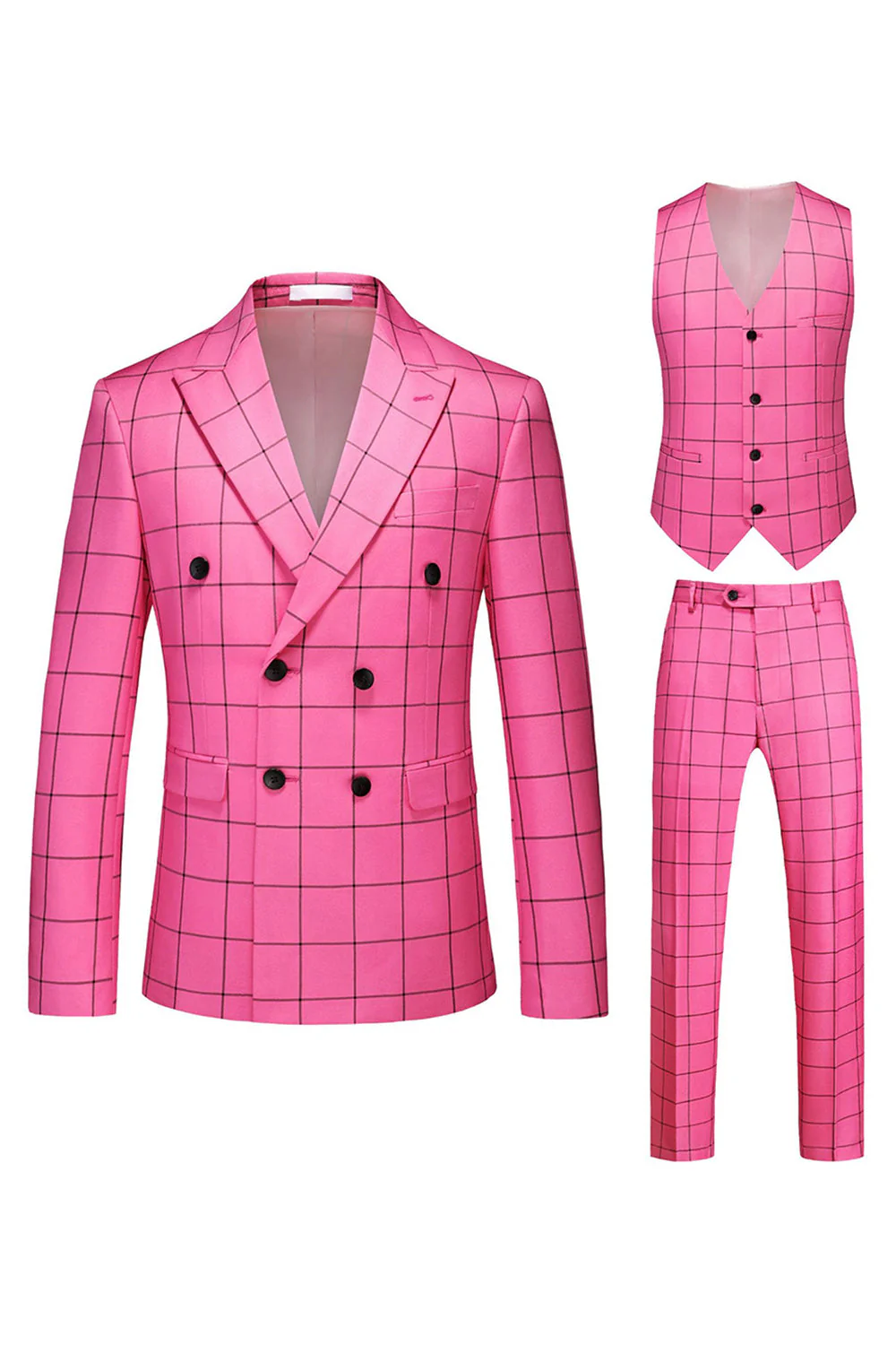 Trajes de fiesta para hombre con solapa de pico a rayas negras de 2 piezas - Imagen 9