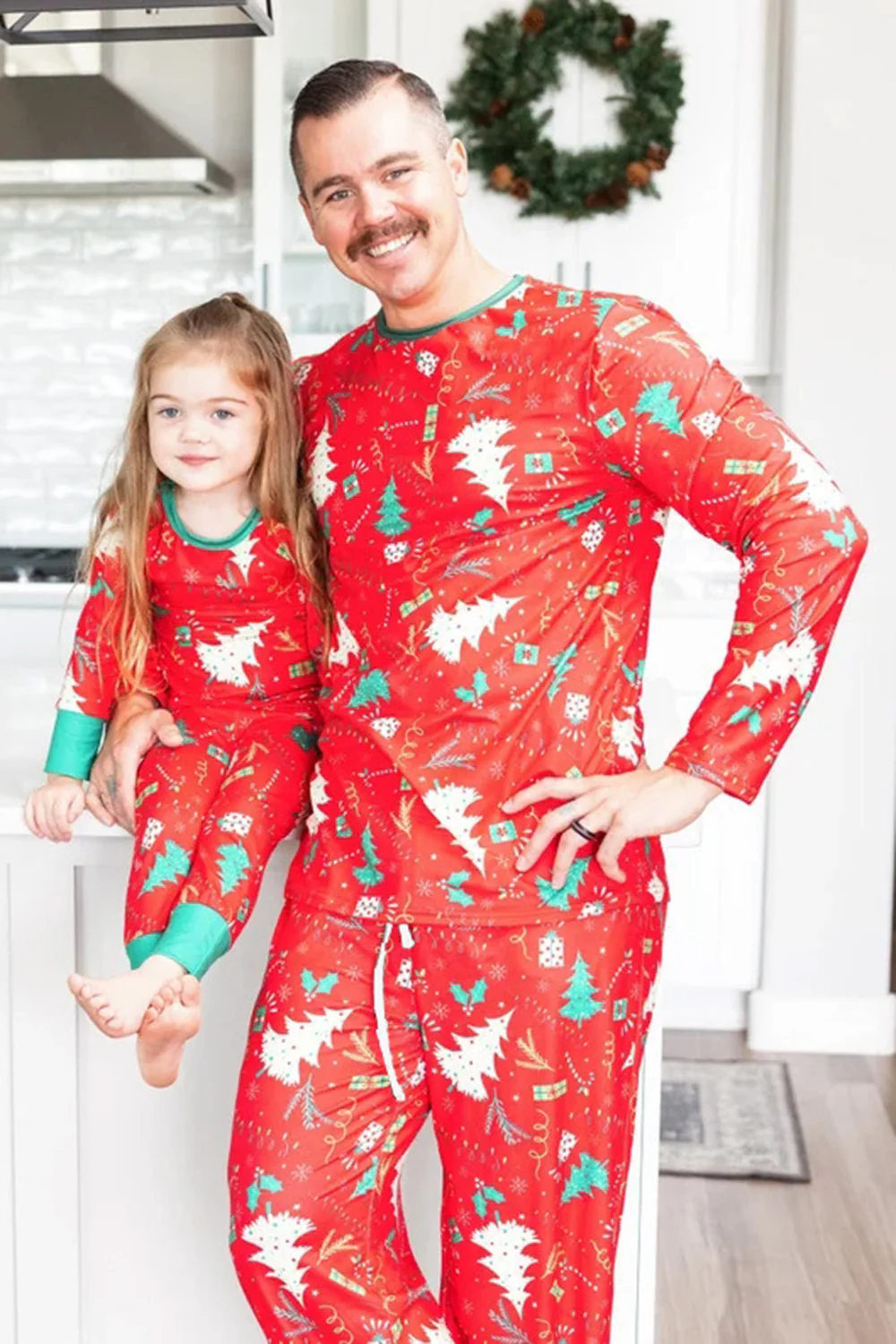 Árbol de Navidad Rojo Estampado Familia A Juego Conjuntos - Imagen 2