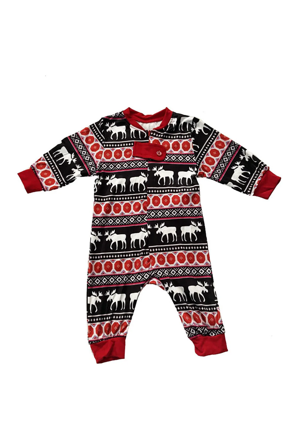 Pijama Familiar Rojo Reno Manga Larga Conjunto de Pijama de Navidad - Imagen 4