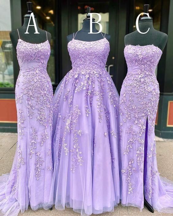Hot Lace Violet Purple Lace Vestidos de fiesta Vestido de baile escolar largo sin mangas