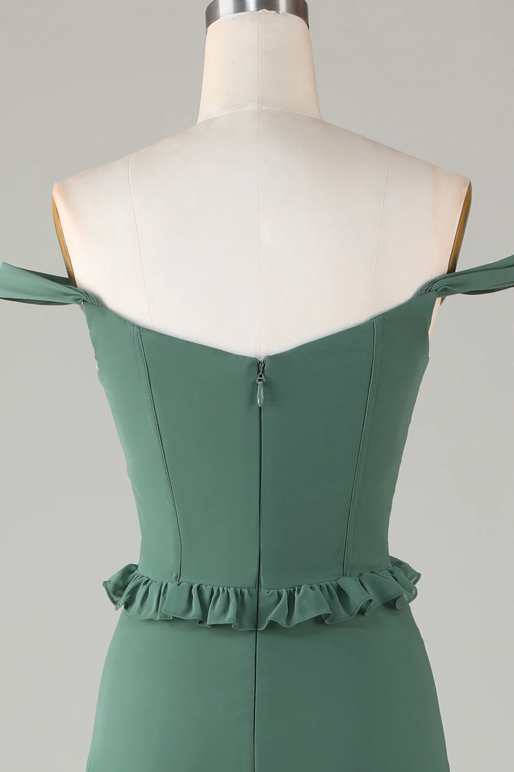 Eucalipto del hombro Corsé Vestido de dama de honor largo - Imagen 5